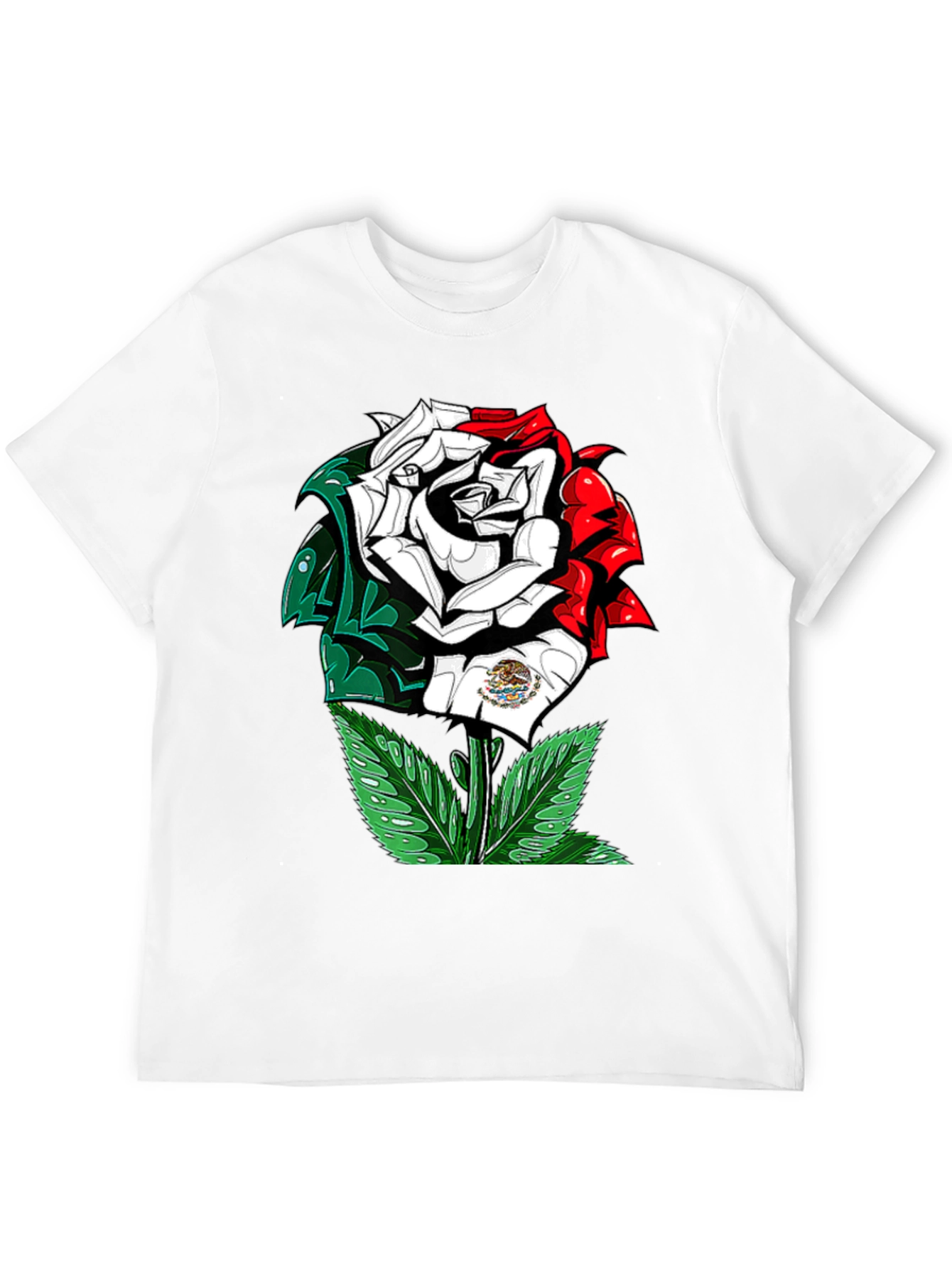 Mexican Flag Rose Graphic T-Shirt