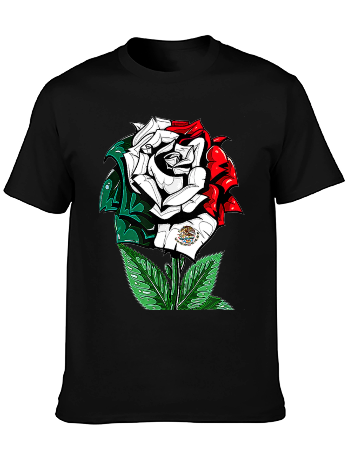 Mexican Flag Rose Graphic T-Shirt