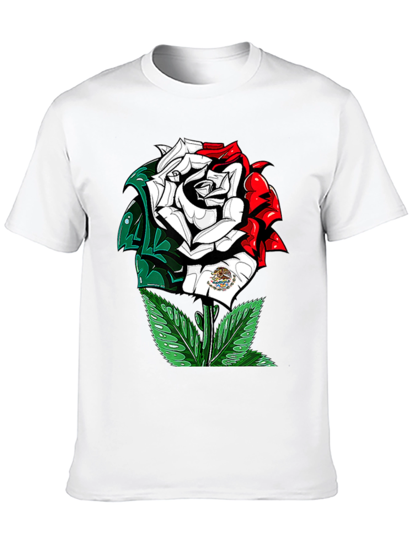 Mexican Flag Rose Graphic T-Shirt