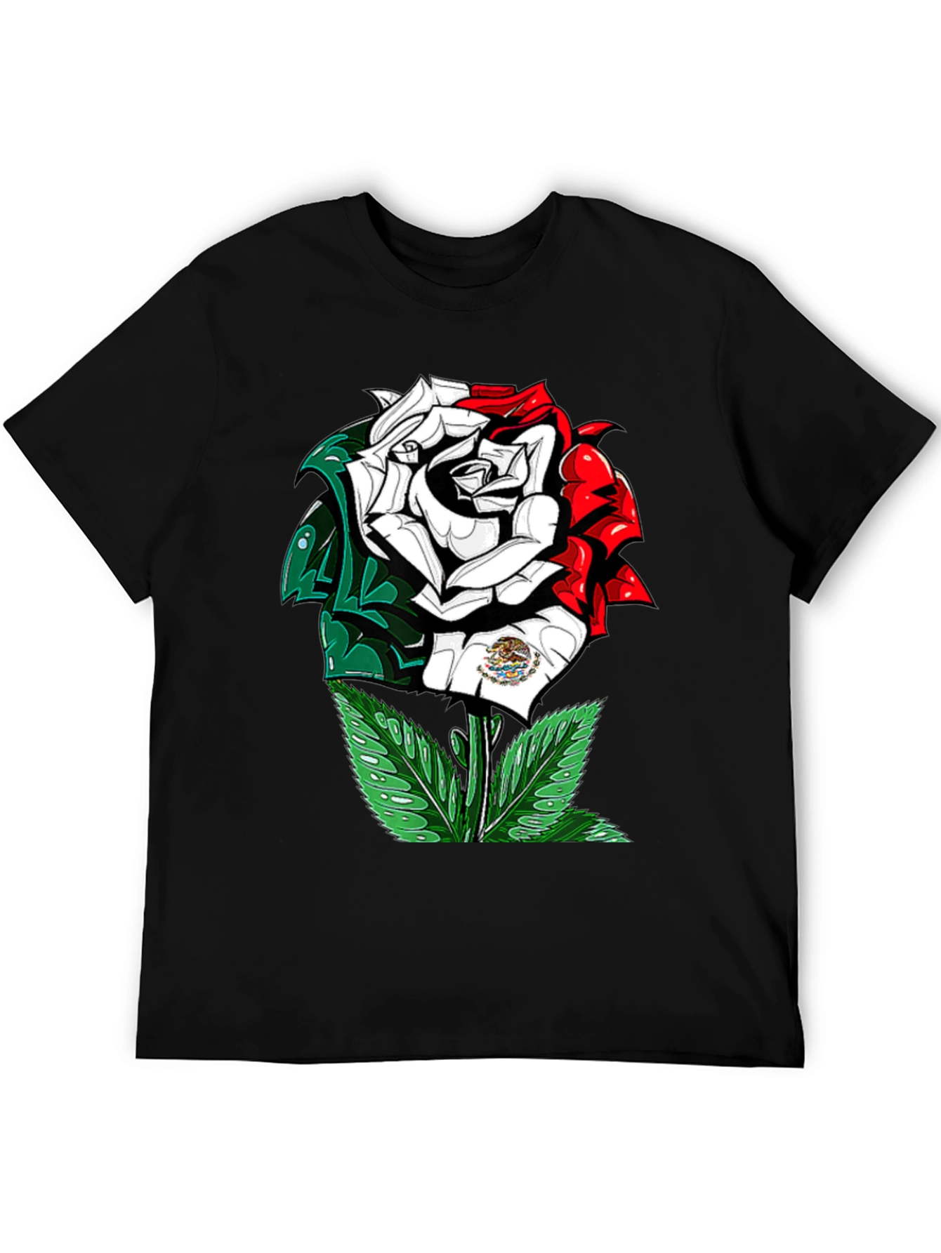 Mexican Flag Rose Graphic T-Shirt