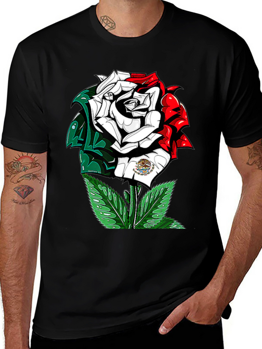 Mexican Flag Rose Graphic T-Shirt