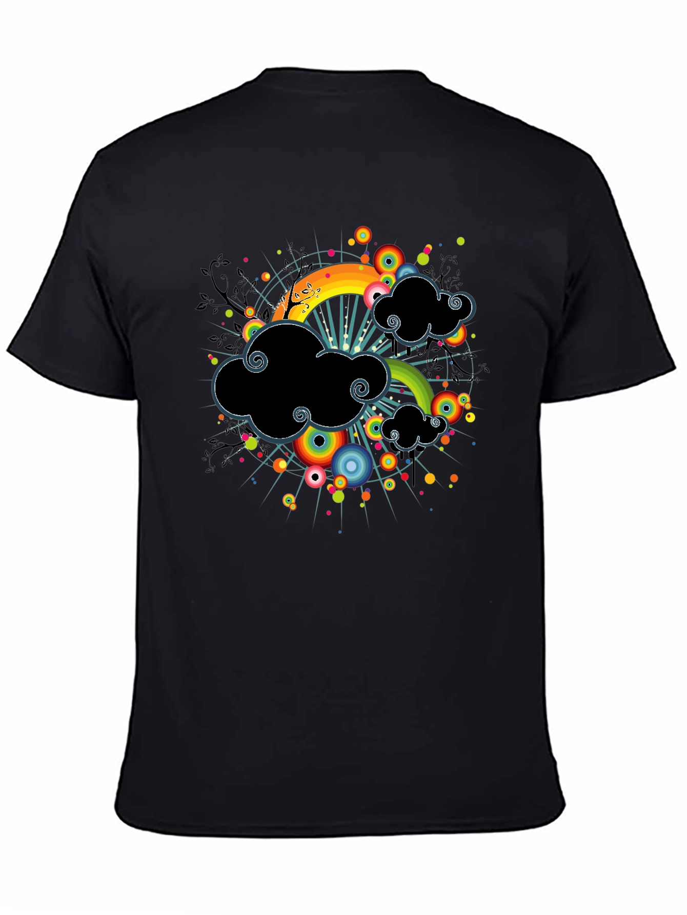Rainbow Cloud Black T-Shirt