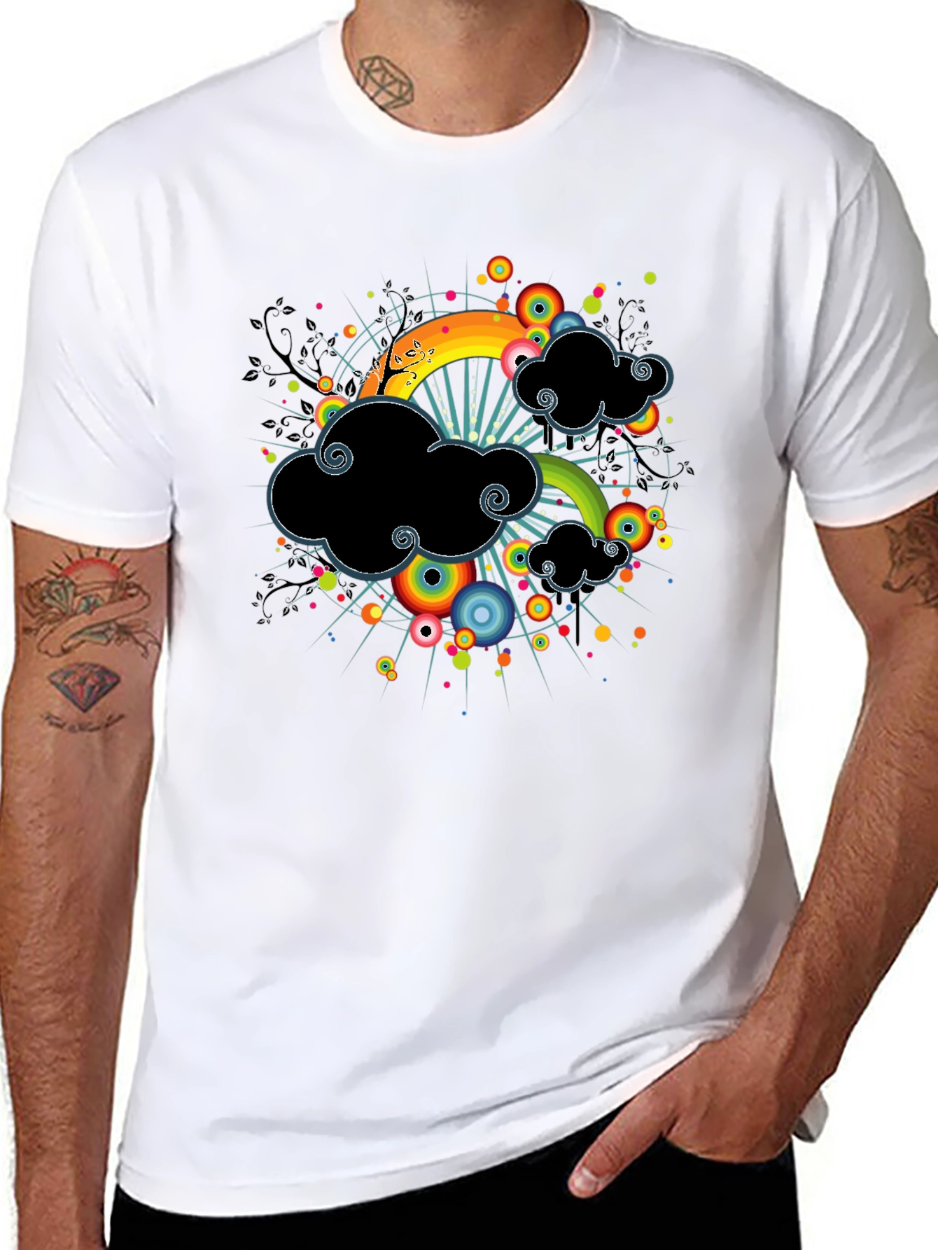 Rainbow Cloud Black T-Shirt