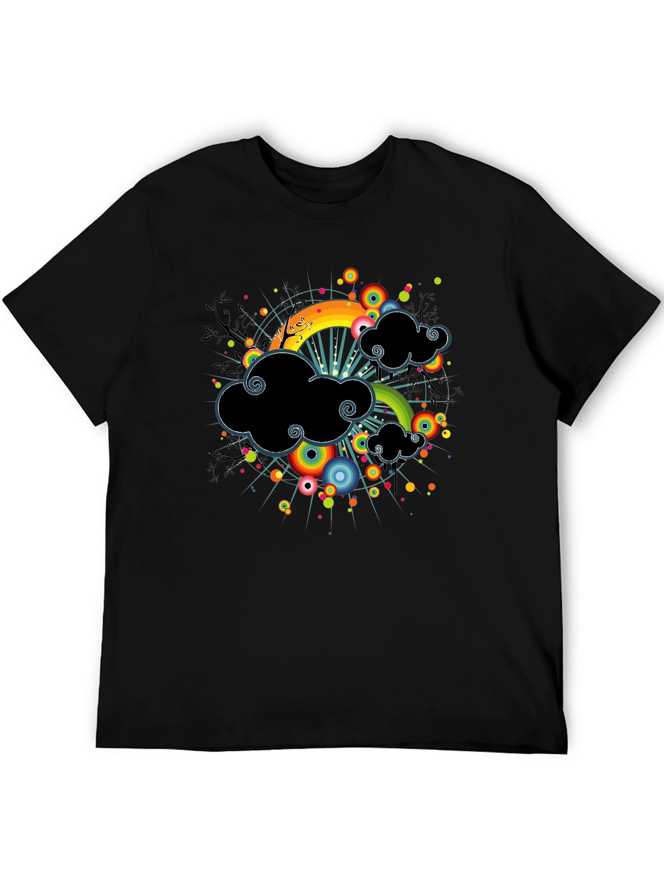 Rainbow Cloud Black T-Shirt