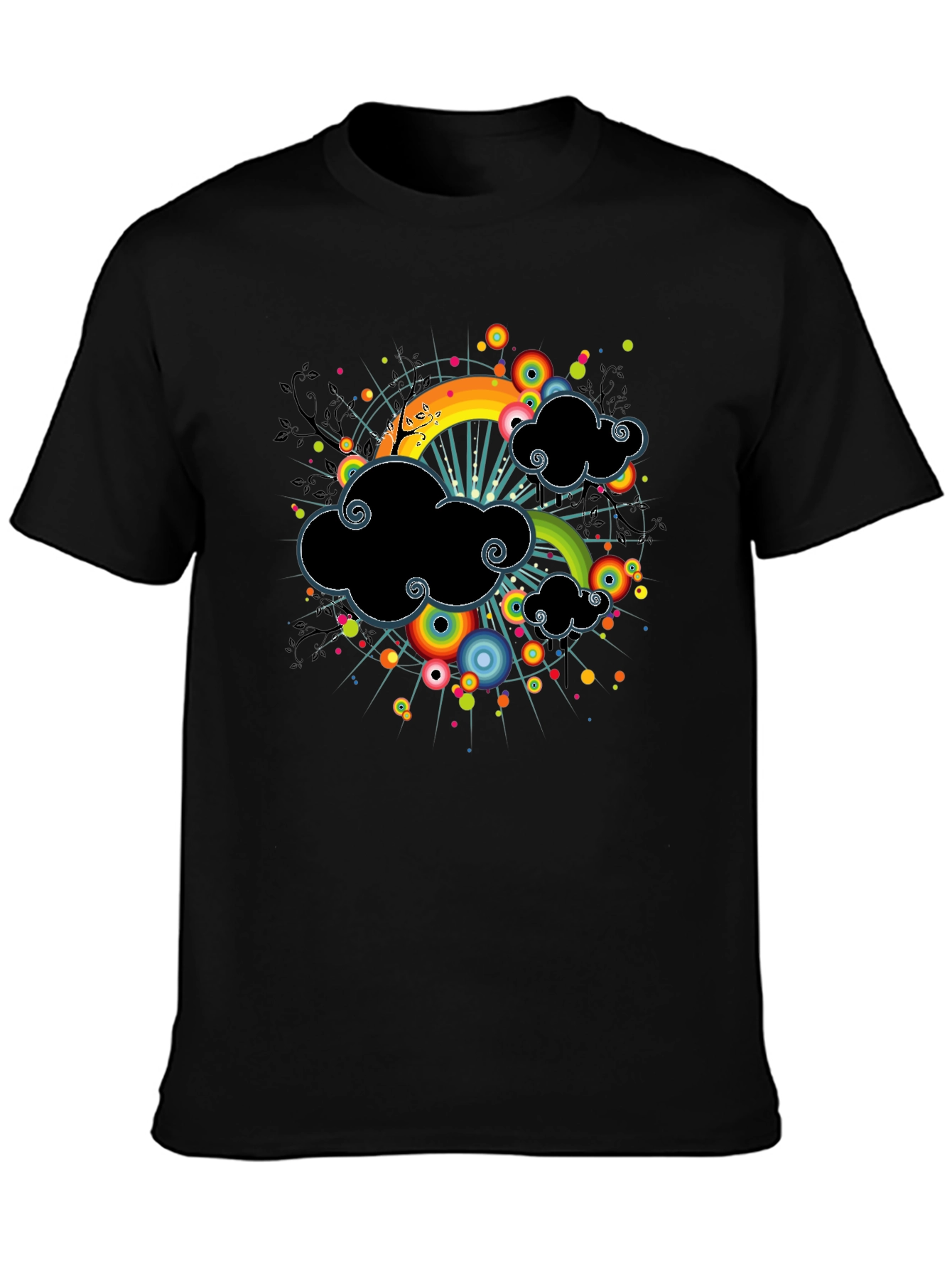 Rainbow Cloud Black T-Shirt
