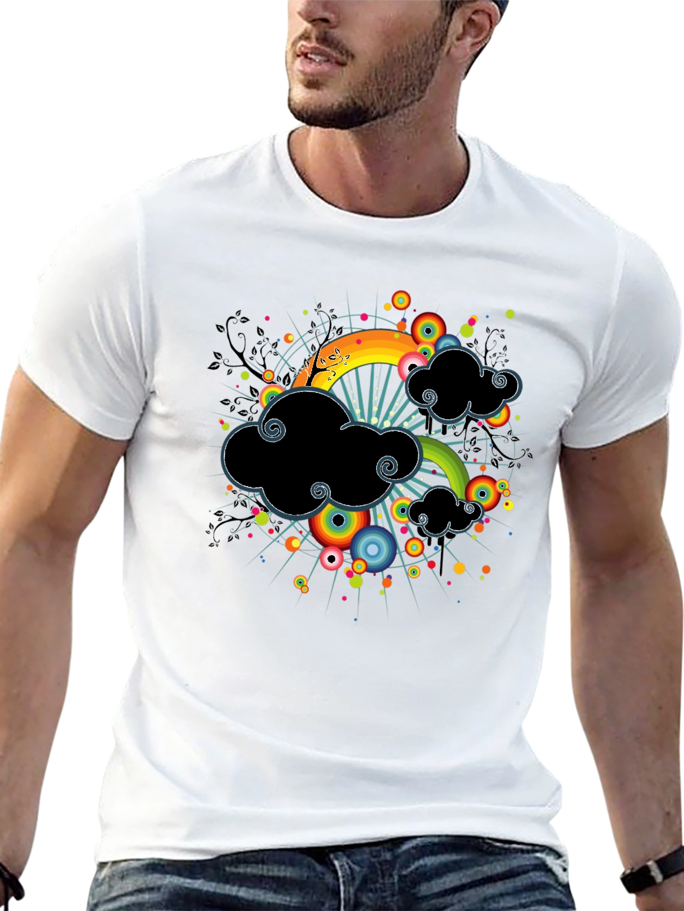 Rainbow Cloud Black T-Shirt