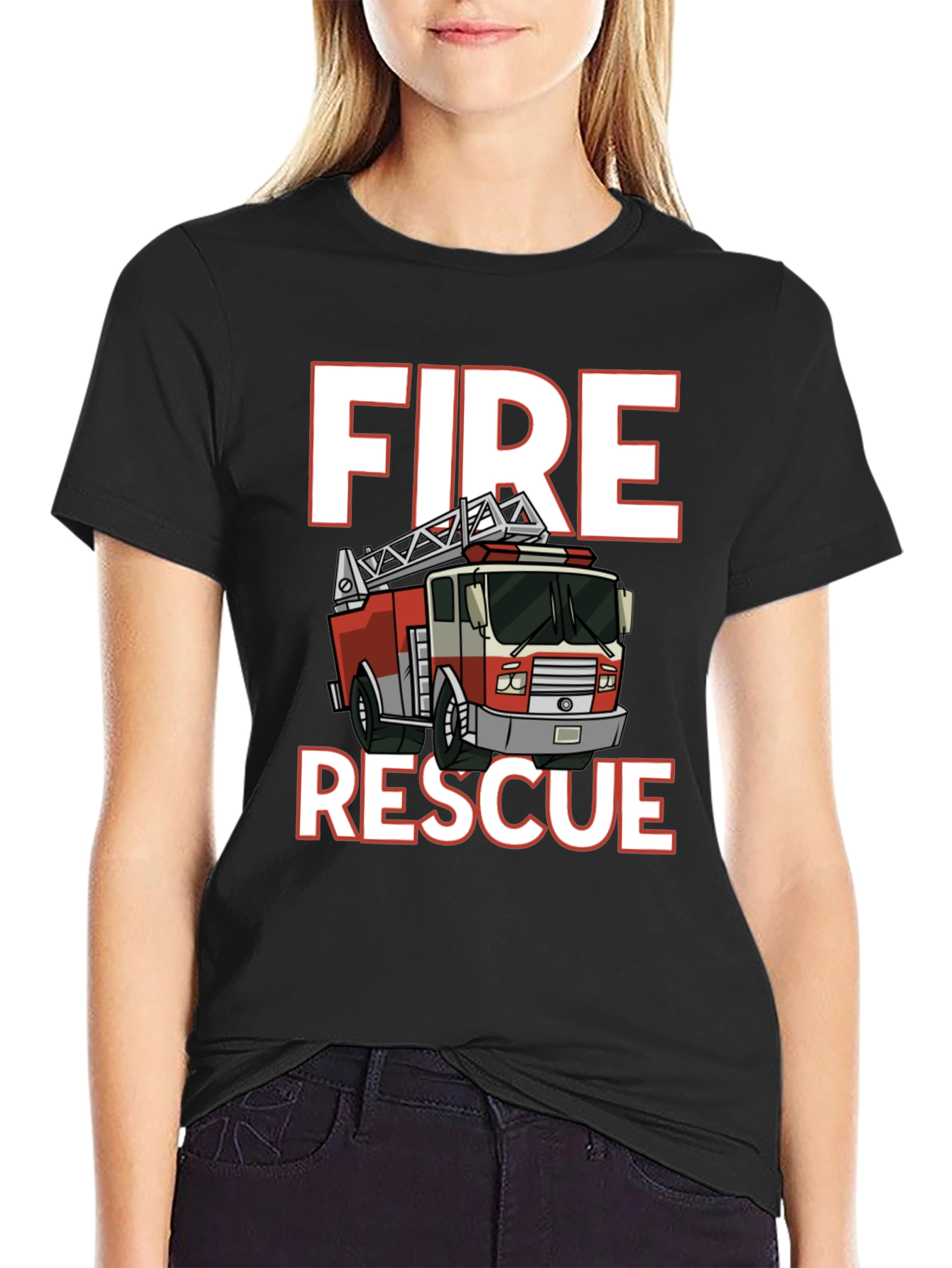 Fire Rescue T-Shirt - Black Cotton Tee