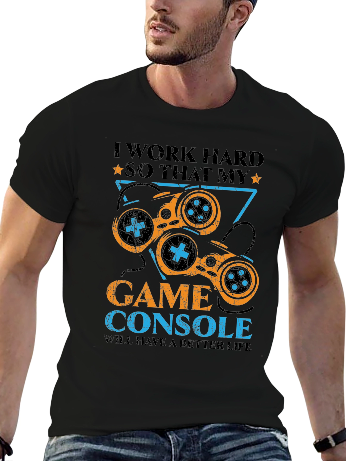 I Work Hard Game Console T-Shirt