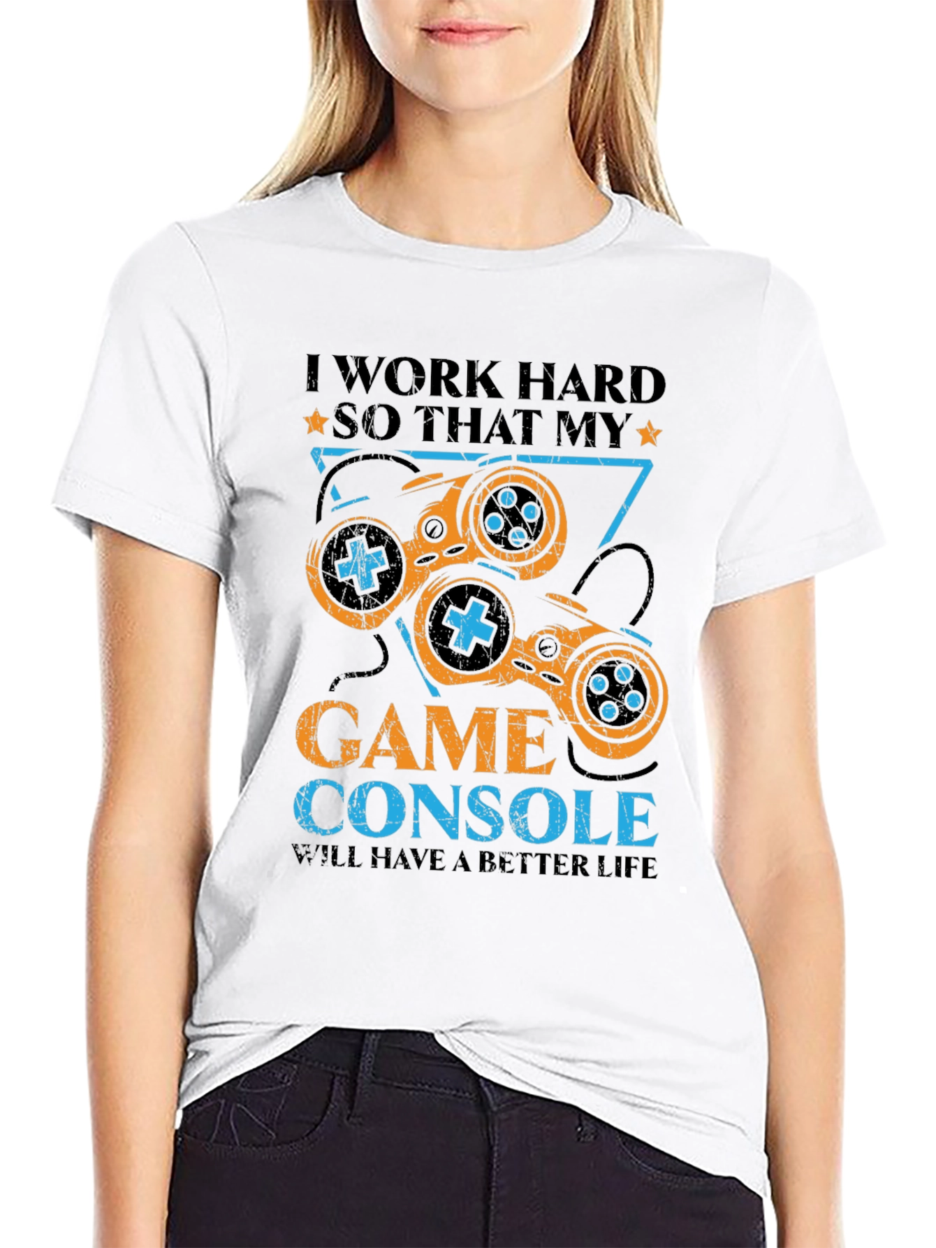 I Work Hard Game Console T-Shirt