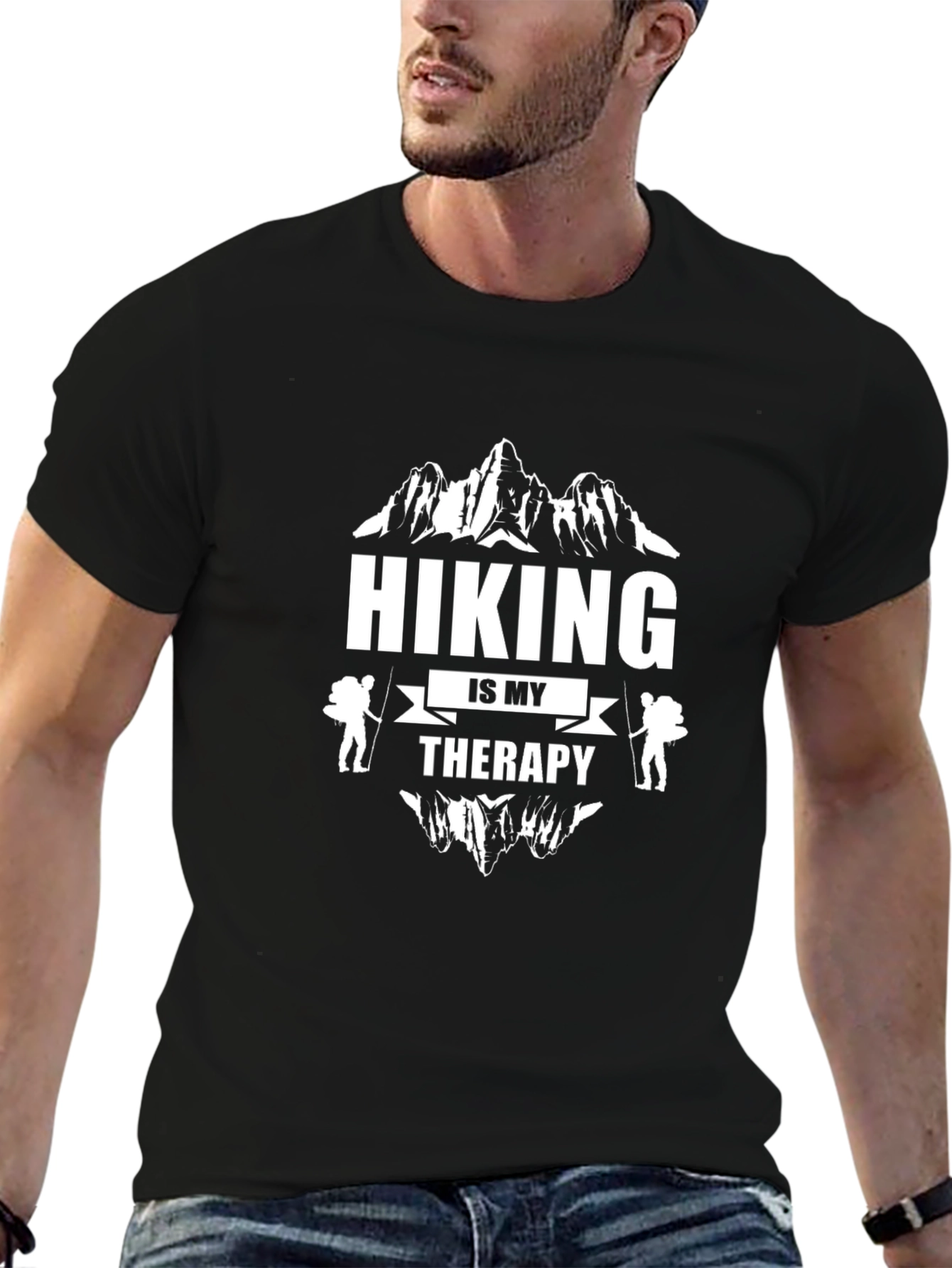 Hiking is My Therapy Black Graphic Tee