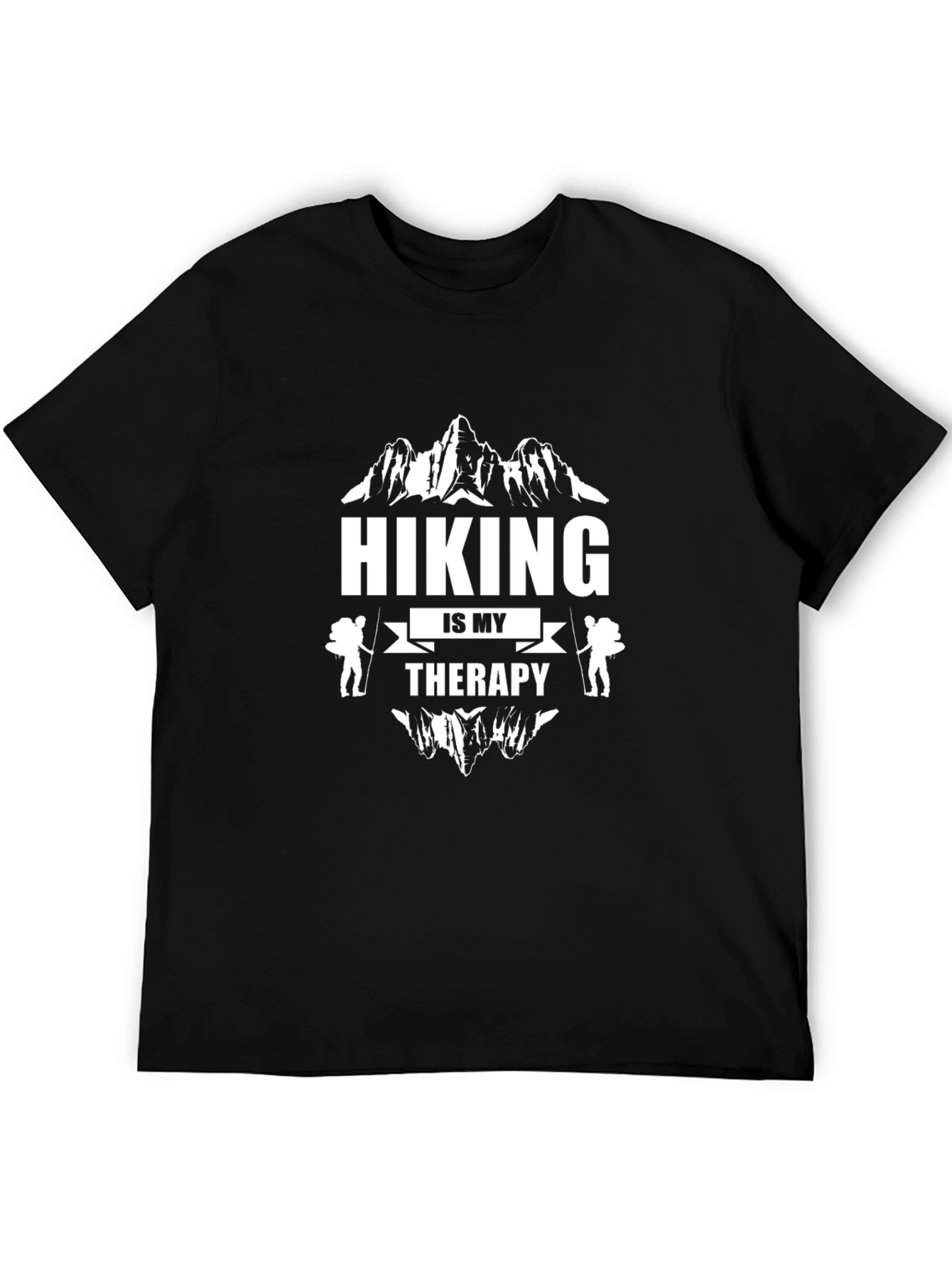 Hiking is My Therapy Black Graphic Tee