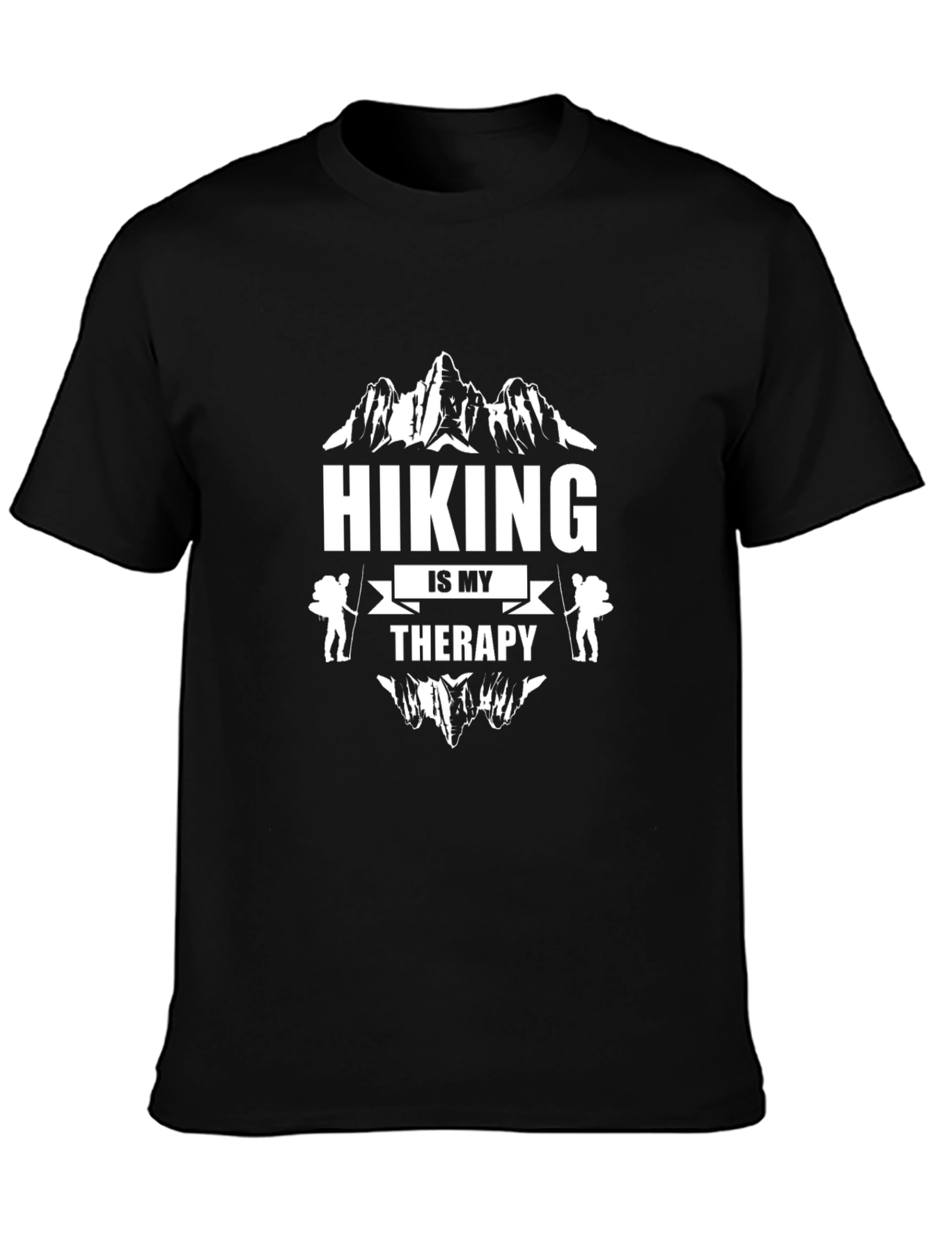 Hiking is My Therapy Black Graphic Tee