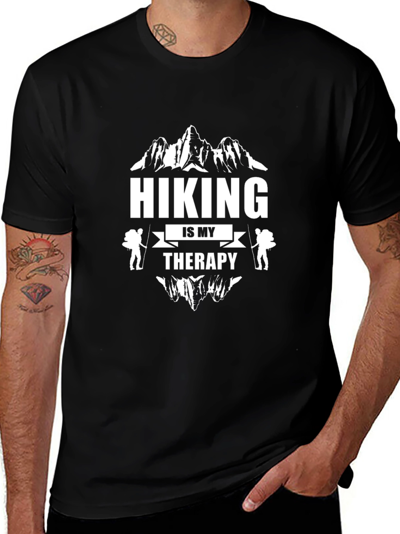 Hiking is My Therapy Black Graphic Tee